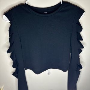 ICON BLK Ripped Form Fitted Crop Tee